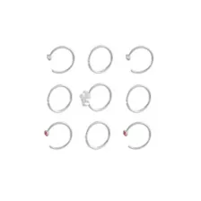 Multi-Pack Pink CZ Cluster Titanium Hoop Nose Rings 9 Pack - 20 Gauge at Spencer's