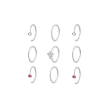 Multi-Pack Pink CZ Cluster Titanium Hoop Nose Rings 9 Pack - 20 Gauge at Spencer's