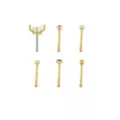 Multi-Pack CZ Titanium Gold-Toned Butterfly Nose Pins 6 Pack - 20 Gauge at Spencer's