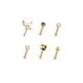 Multi-Pack CZ Titanium Gold-Toned Butterfly Nose Pins 6 Pack - 20 Gauge at Spencer's