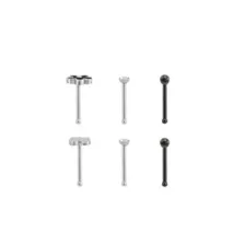 Multi-Pack CZ Black Onyx Flower Nose Pins 6 Pack - 20 Gauge at Spencer's