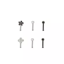 Multi-Pack CZ Black Onyx Flower Nose Pins 6 Pack - 20 Gauge at Spencer's