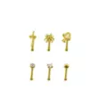 Multi-Pack CZ Gold-Toned Mushroom Nose Pins 6 Pack - 18 Gauge at Spencer's