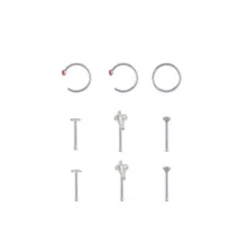Multi-Pack CZ Titanium Sword Nose Pins and Hoops 9 Pack - 18 Gauge at Spencer's