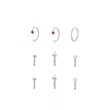 Multi-Pack CZ Titanium Sword Nose Pins and Hoops 9 Pack - 18 Gauge at Spencer's