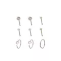 Multi-Pack Iridescent CZ Flower Silver-Plated Titanium Nose Pins and Hoops 9 Pack - 20 Gauge at Spencer's