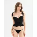 Black Bow Frill Corset and G-String Panties Set at Spencer's