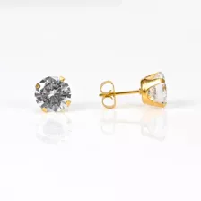 CZ Round Gold Plated Stud Earrings - 20 Gauge at Spencer's
