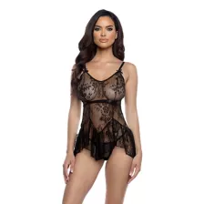 Black Lace Baby Doll Set at Spencer's