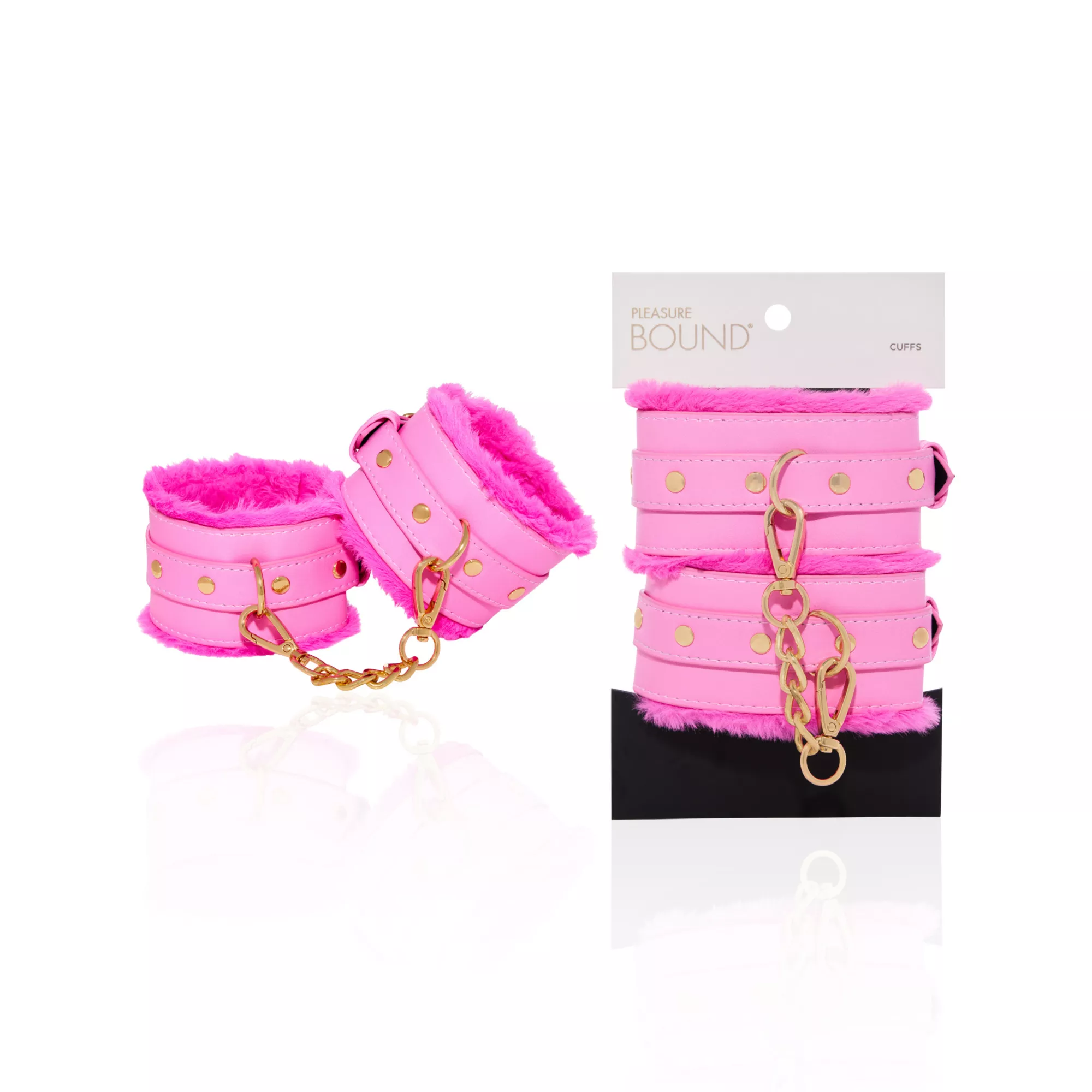 Hot Pink Fur Cuffs - Pleasure Bound at Spencer's