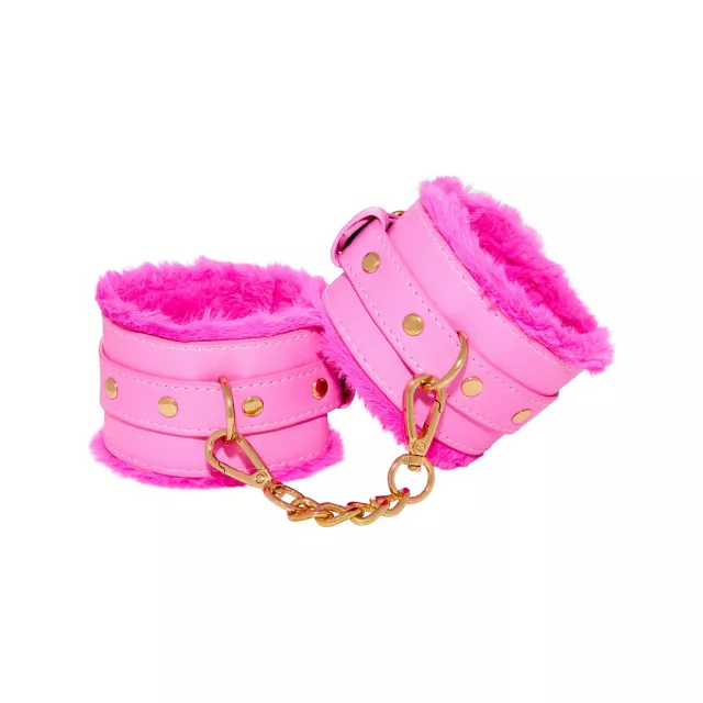 Hot Pink Fur Cuffs - Pleasure Bound at Spencer's