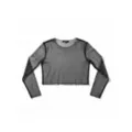 Gray Rhinestone Mesh Long Sleeve Crop Top at Spencer's