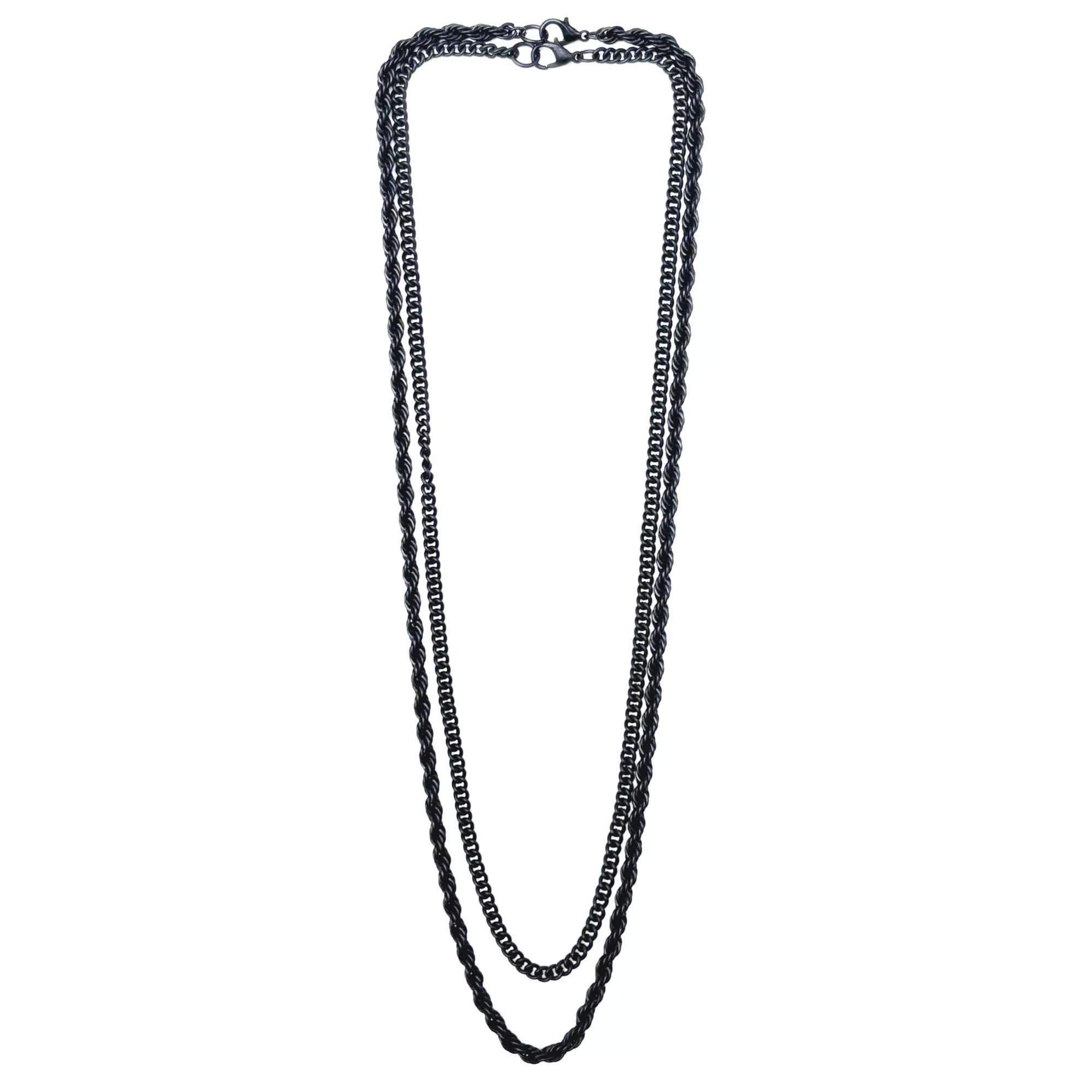 Multi-Pack Black Curb and Rope Chain Necklaces - 2 Pack at Spencer's