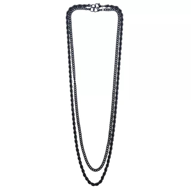 Multi-Pack Black Curb and Rope Chain Necklaces - 2 Pack at Spencer's