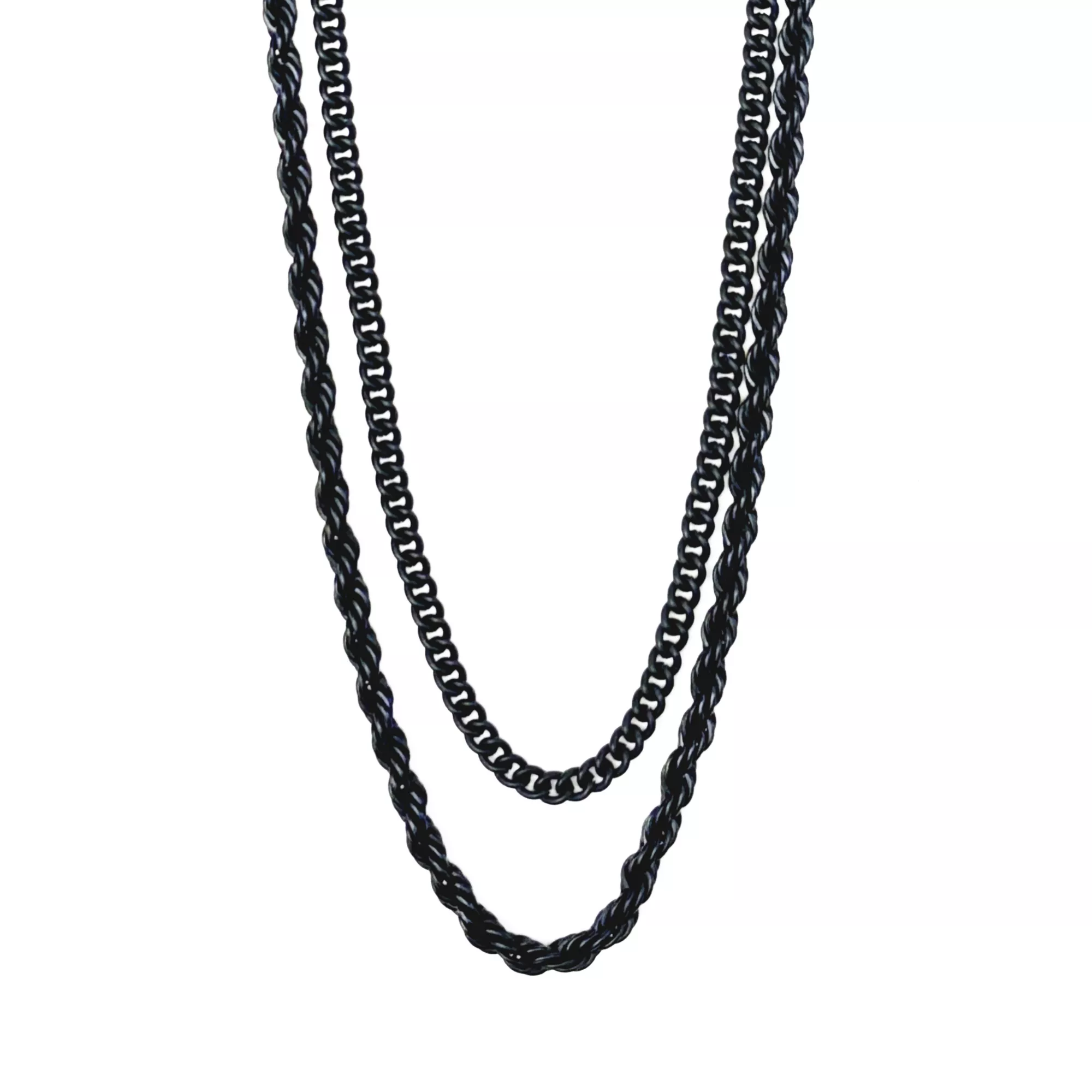 Multi-Pack Black Curb and Rope Chain Necklaces - 2 Pack at Spencer's