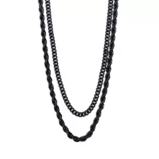 Multi-Pack Black Curb and Rope Chain Necklaces - 2 Pack at Spencer's