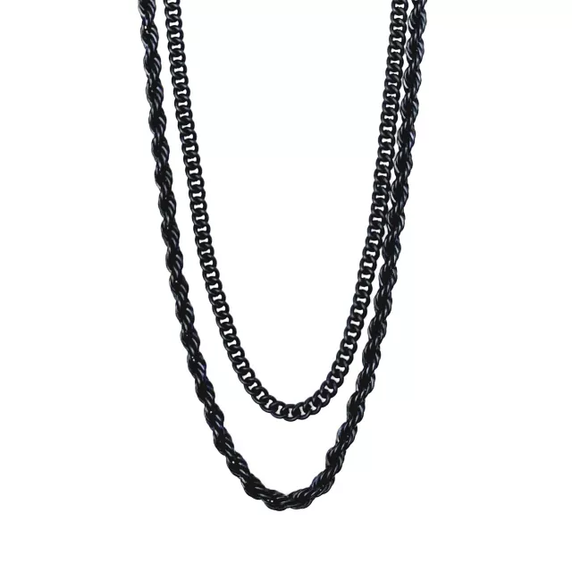 Multi-Pack Black Curb and Rope Chain Necklaces - 2 Pack at Spencer's