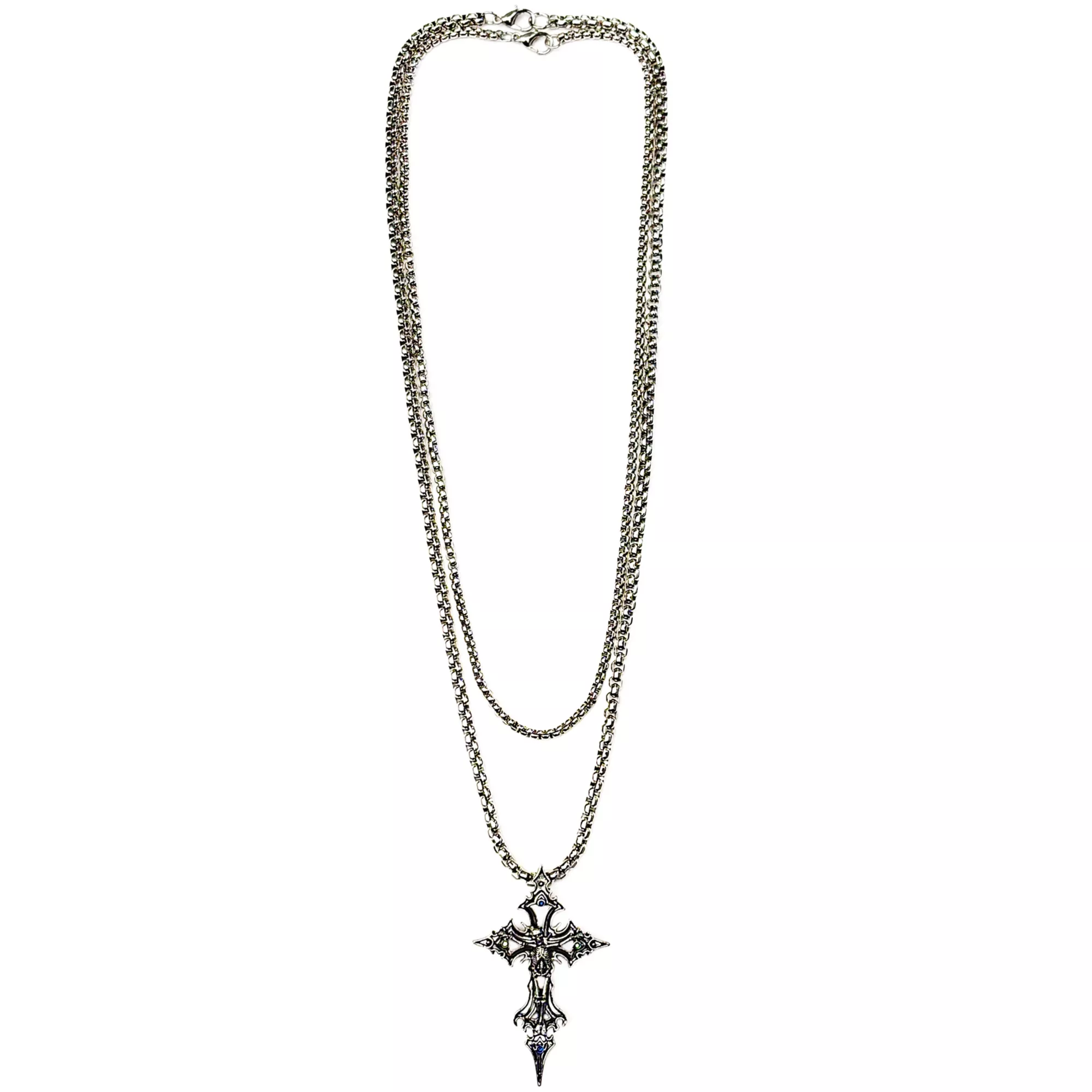 Multi-Pack Aurora Borealis-Effect Skeleton Gothic Cross Chain Necklaces - 2 Pack at Spencer's