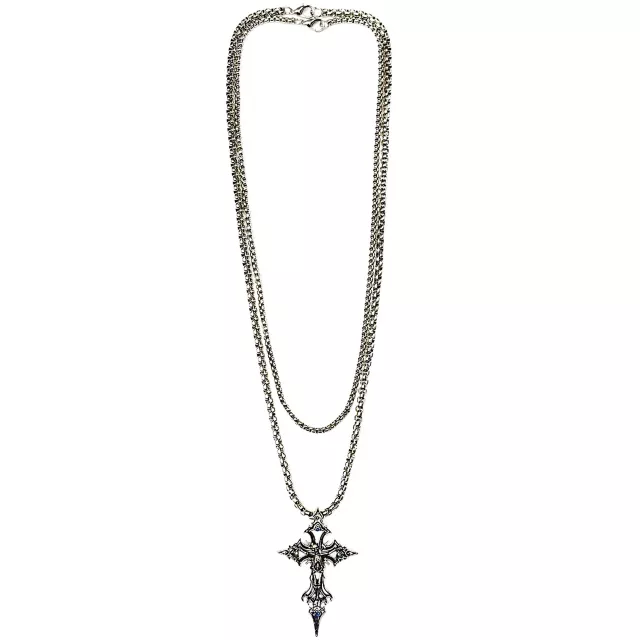 Multi-Pack Aurora Borealis-Effect Skeleton Gothic Cross Chain Necklaces - 2 Pack at Spencer's