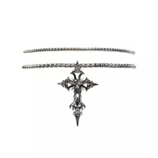 Multi-Pack Aurora Borealis-Effect Skeleton Gothic Cross Chain Necklaces - 2 Pack at Spencer's
