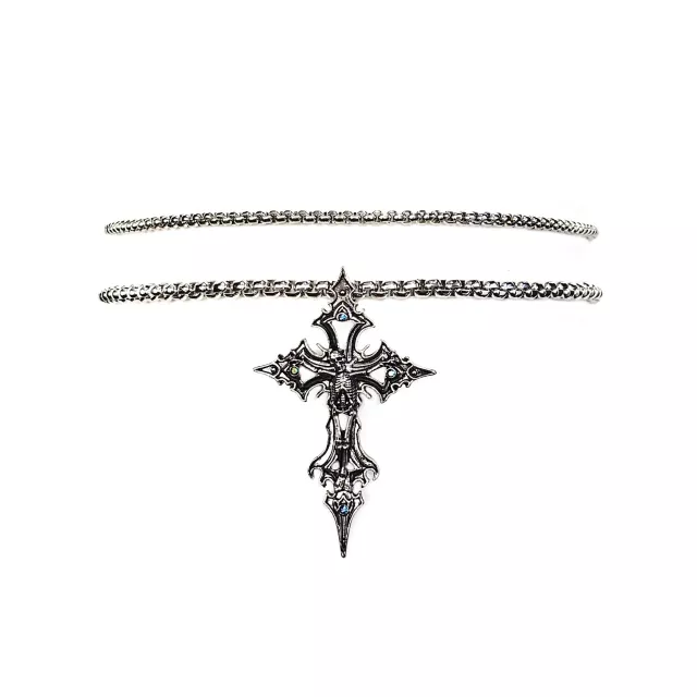 Multi-Pack Aurora Borealis-Effect Skeleton Gothic Cross Chain Necklaces - 2 Pack at Spencer's