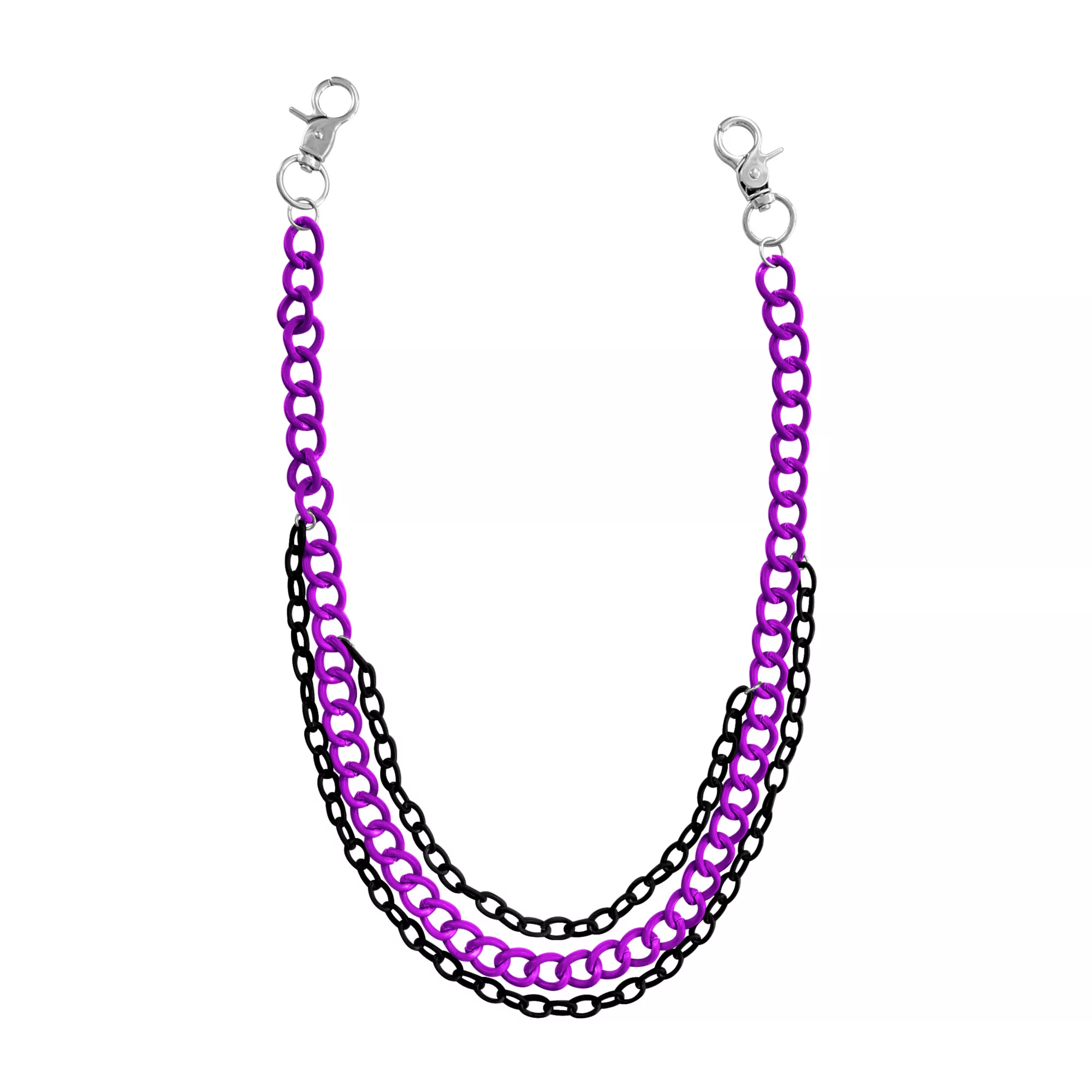 3 Row Purple and Black Wallet Chain at Spencer's