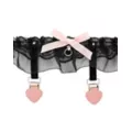Black Lace Pink Bow Leg Garters at Spencer's