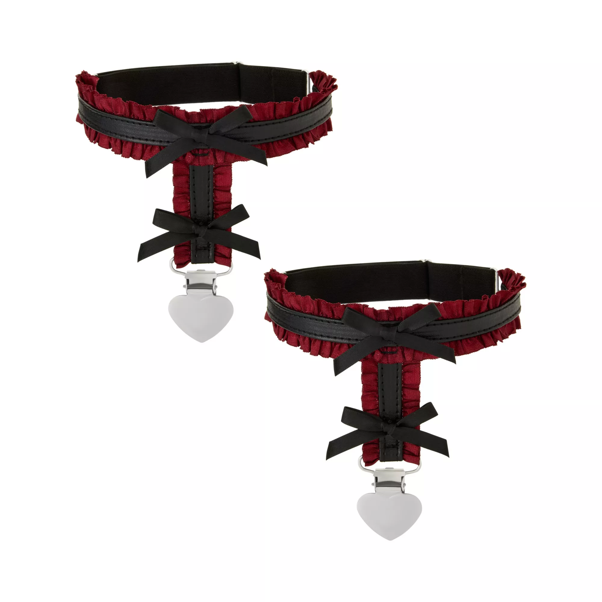 Black Bow Red Frill Leg Garters at Spencer's