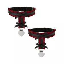 Black Bow Red Frill Leg Garters at Spencer's