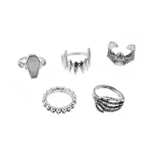 Multi-Pack Bat Fang Coffin Rings - 5 Pack at Spencer's