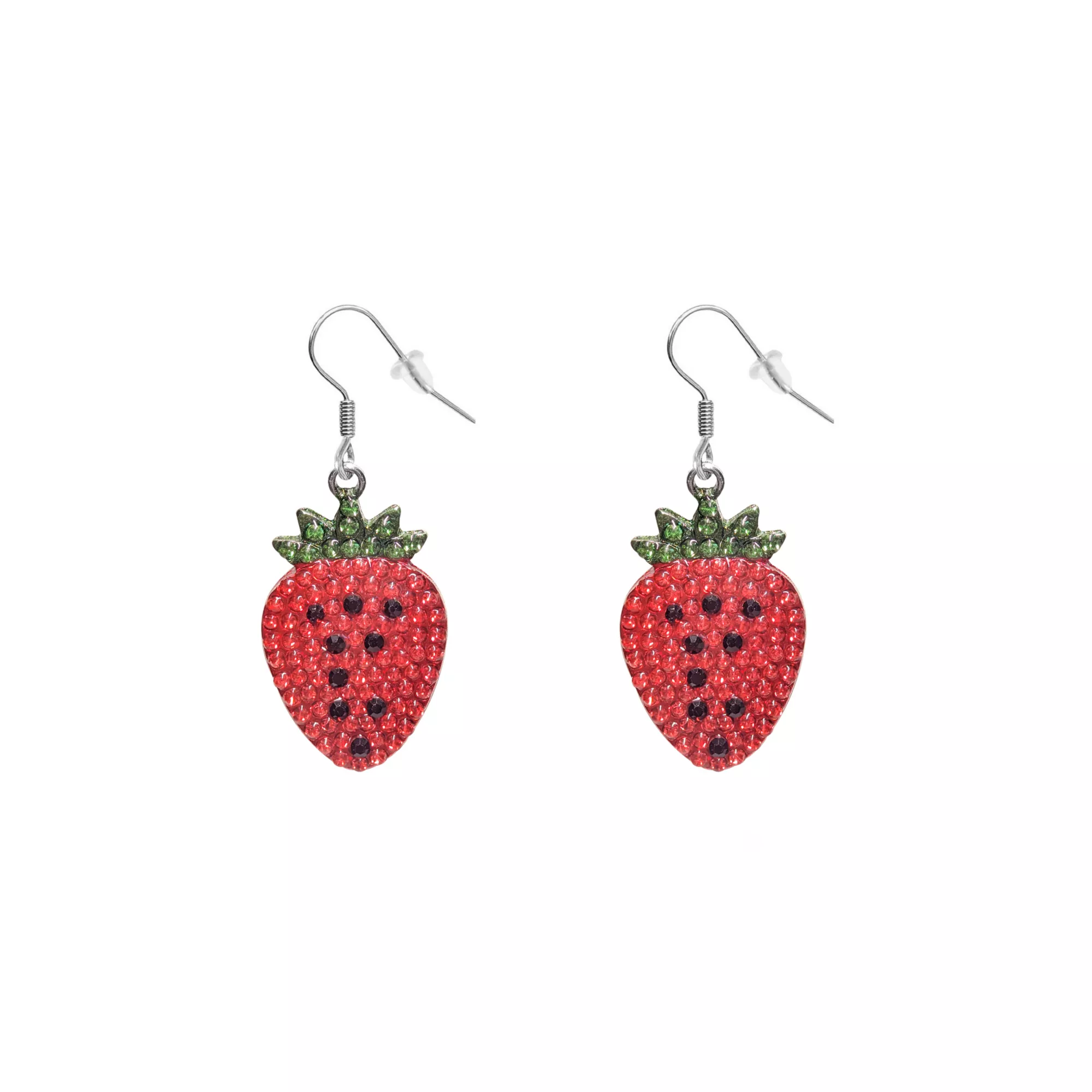 Diamante Strawberry Dangle Earrings at Spencer's