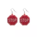 Rhinestone Stop Sign Dangle Earrings at Spencer's