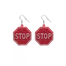 Rhinestone Stop Sign Dangle Earrings at Spencer's