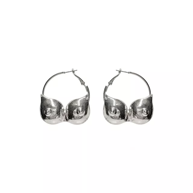 Silver-Tone Boob Hoop Earrings at Spencer's