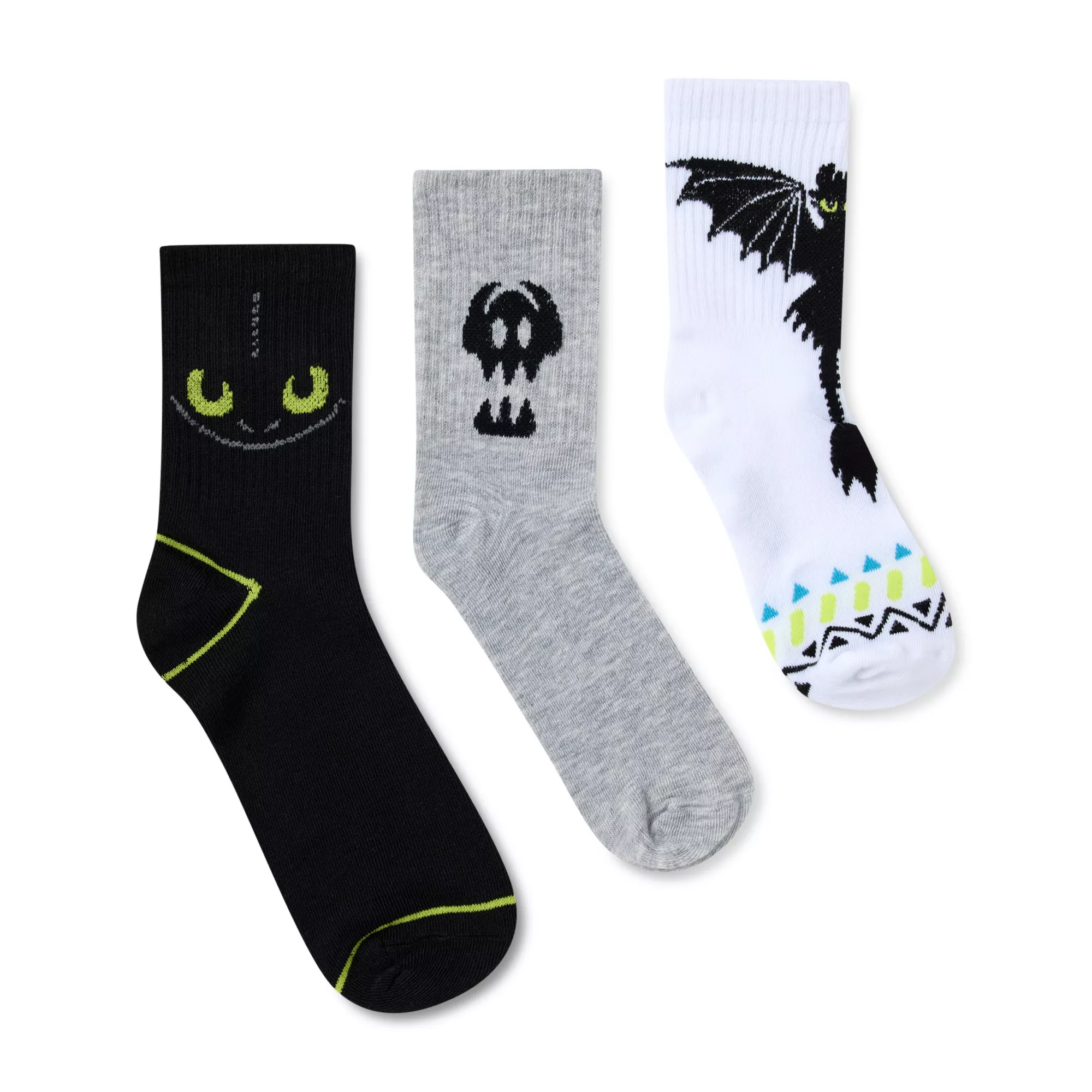 Toothless Ribbed Crew Socks 3 Pack - How to Train Your Dragon