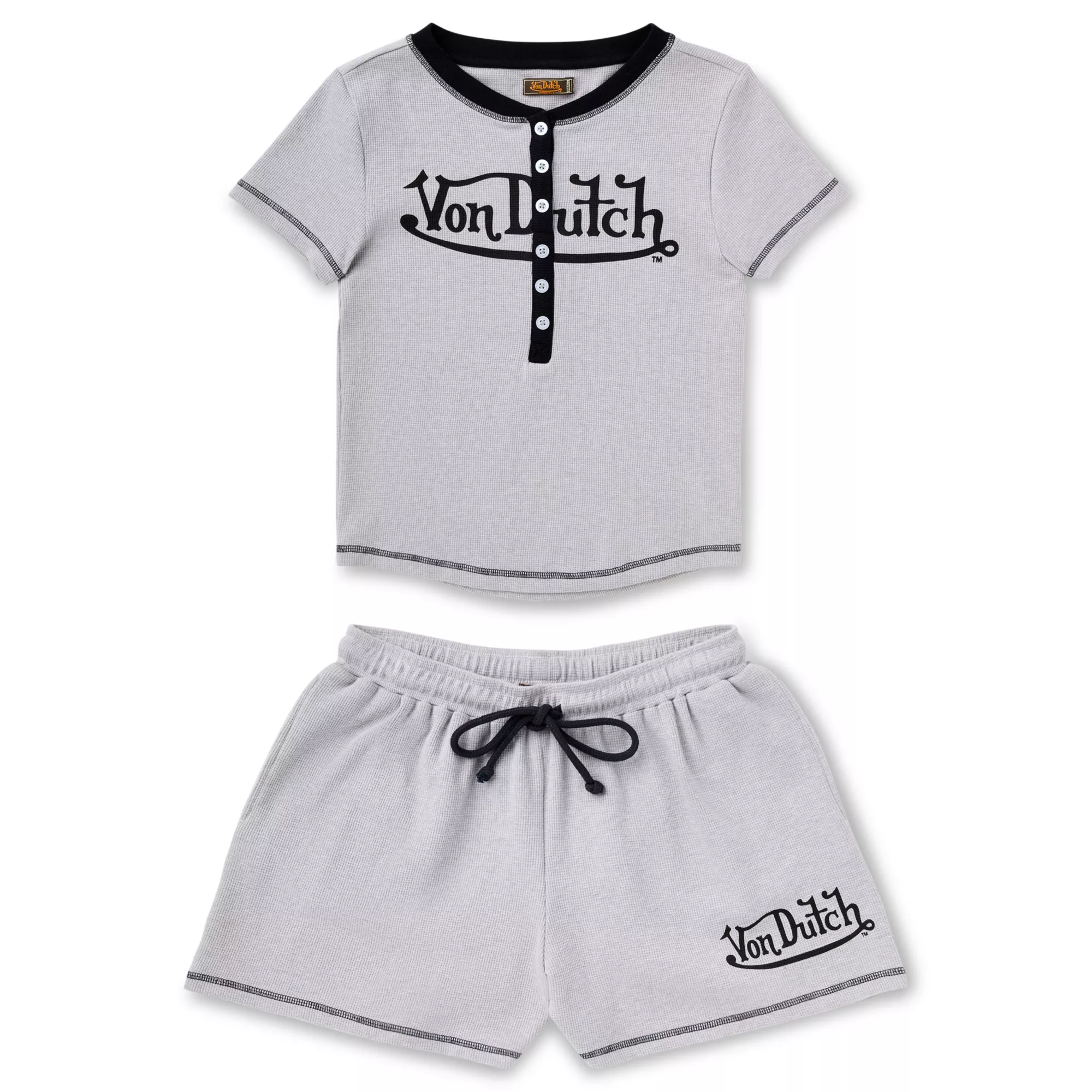 Von Dutch Grey Waffle Sleep Set at Spencer's