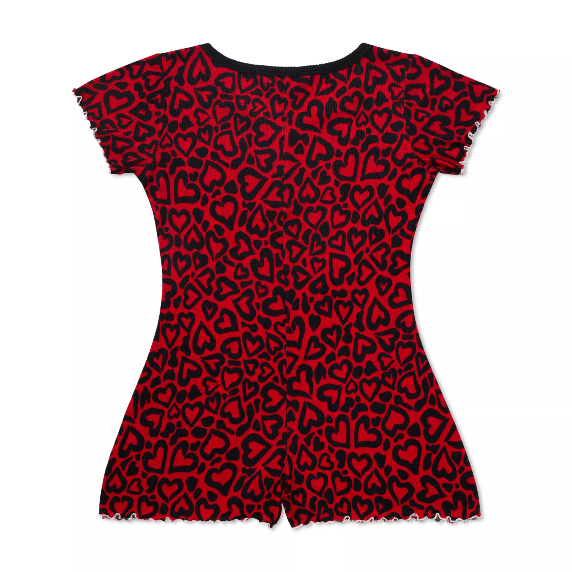 Von Dutch Red Hearts Cheetah Print Romper