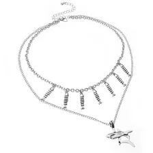 2 Row Shark and Fish Layered Necklace at Spencer's