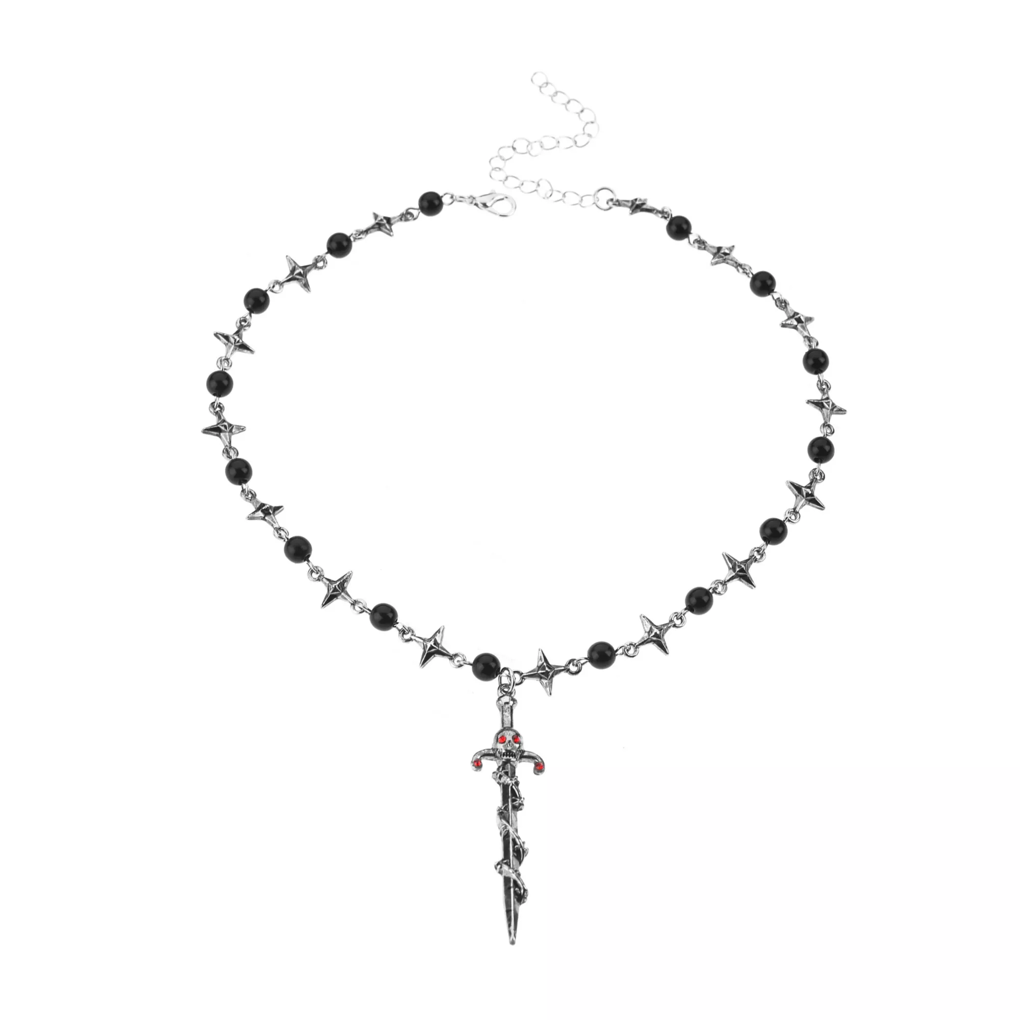 Skull Sword Rosary Necklace at Spencer's