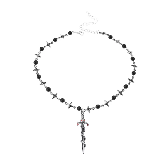 Skull Sword Rosary Necklace at Spencer's