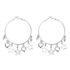 Star Heart Silver-Tone Hoop Earrings at Spencer's
