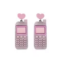Pink Heart Cell Phone Dangle Stud Earrings at Spencer's