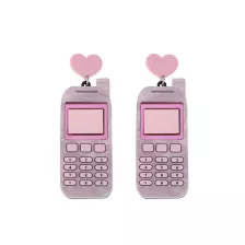 Pink Heart Cell Phone Dangle Stud Earrings at Spencer's