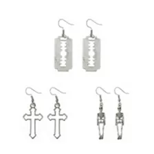 Multi-Pack Cross Razor Skeleton Dangle Earrings - 3 Pair at Spencer's