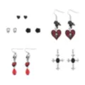 Multi-Pack Heart Skull Cross Earrings - 6 Pair at Spencer's