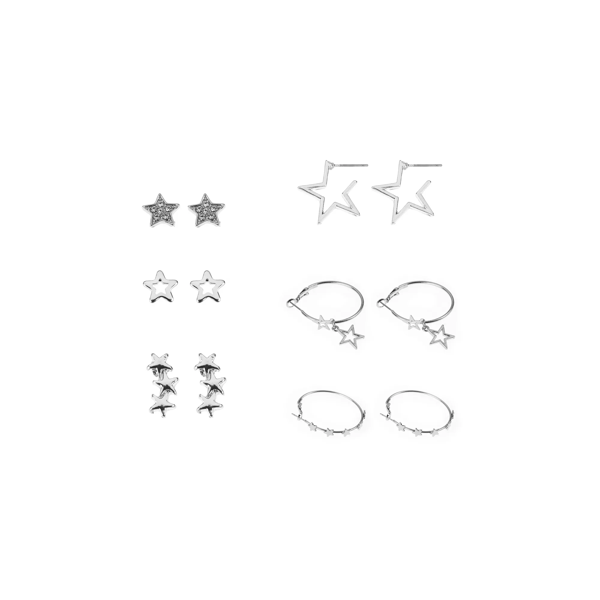 Multi-Pack Star Stud and Hoop Earrings - 6 Pair at Spencer's