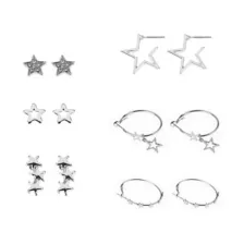 Multi-Pack Star Stud and Hoop Earrings - 6 Pair at Spencer's