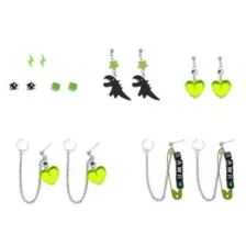 Multi-Pack Black and Green Rawr Dino Earrings - 7 Pair at Spencer's