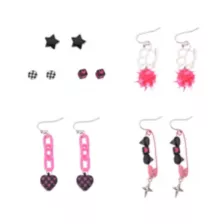 Multi-Pack Dice Chain Safety Pin Earrings - 6 Pairs at Spencer's