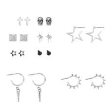 Multi-Pack Star Spike Stud and Hoop Earrings - 9 Pair at Spencer's